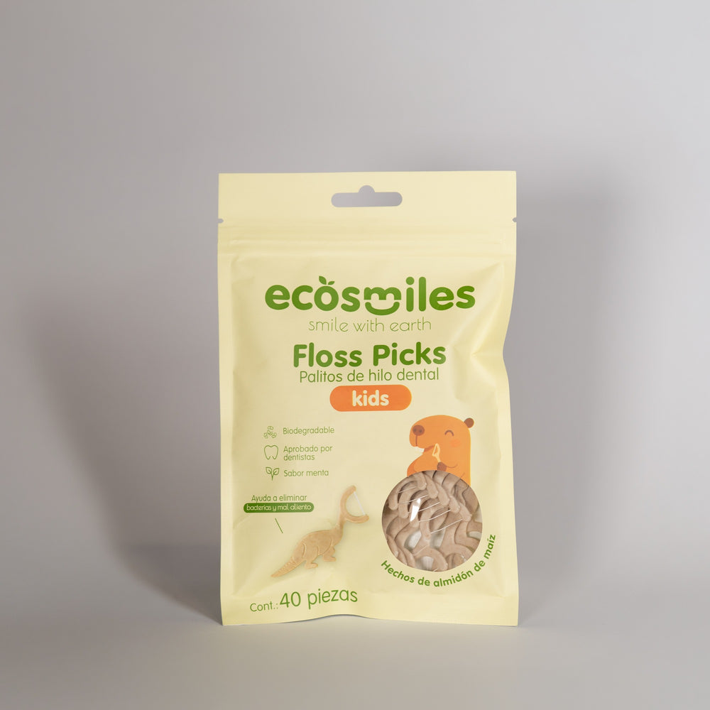 Floss Picks Kids - 03 empaque angulo ecosmiles floss kids