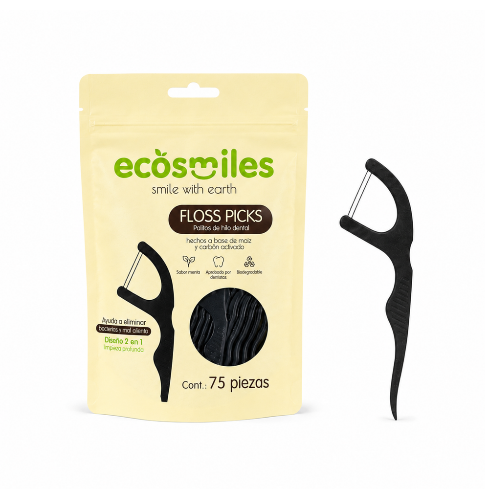 Palillos de hilo dental de carbón activado